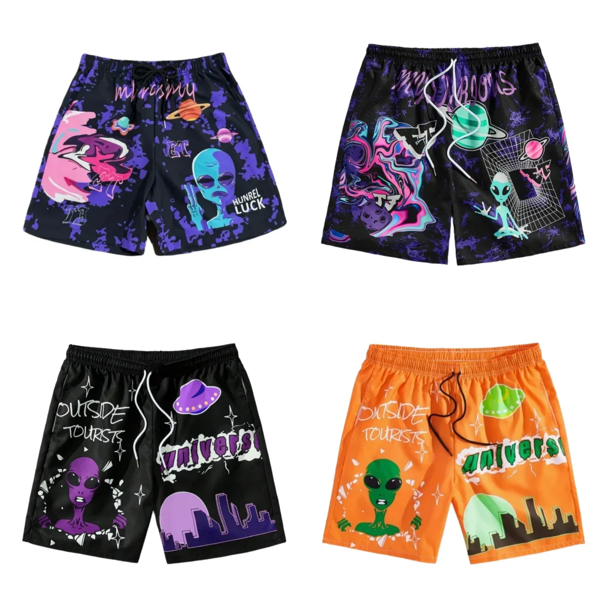 

Mysterious Event Alien Print Shorts From Outer Space Men's Shorts Breathable Quick-drying Flexible Street Casual Beach Shorts