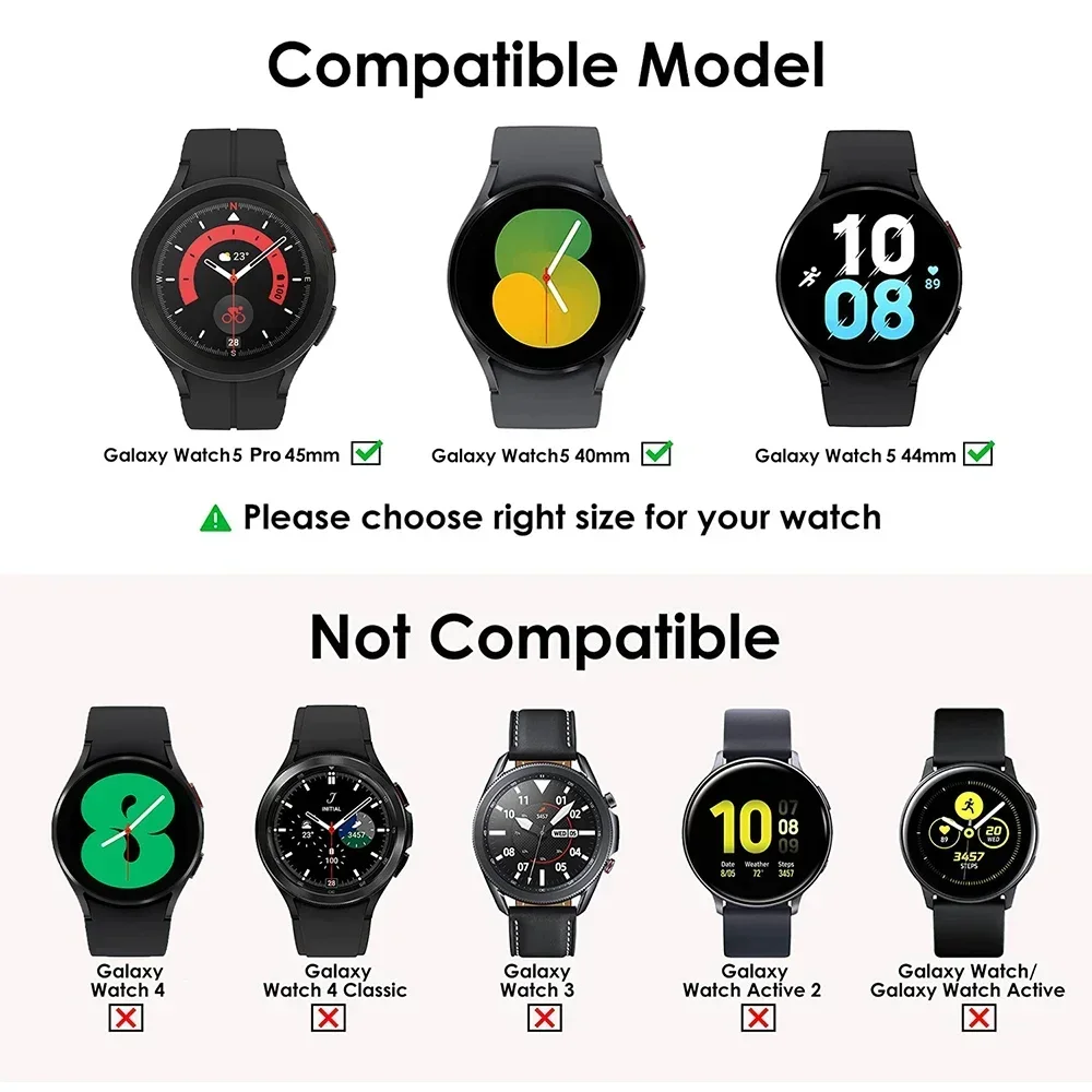 Glas + hoesje voor Samsung Galaxy Watch 5/5 Pro Waterdichte PC Galaxy Watch 5 40 mm 44 mm Cover Watch 5 Pro 45 mm Cover + schermbeschermer