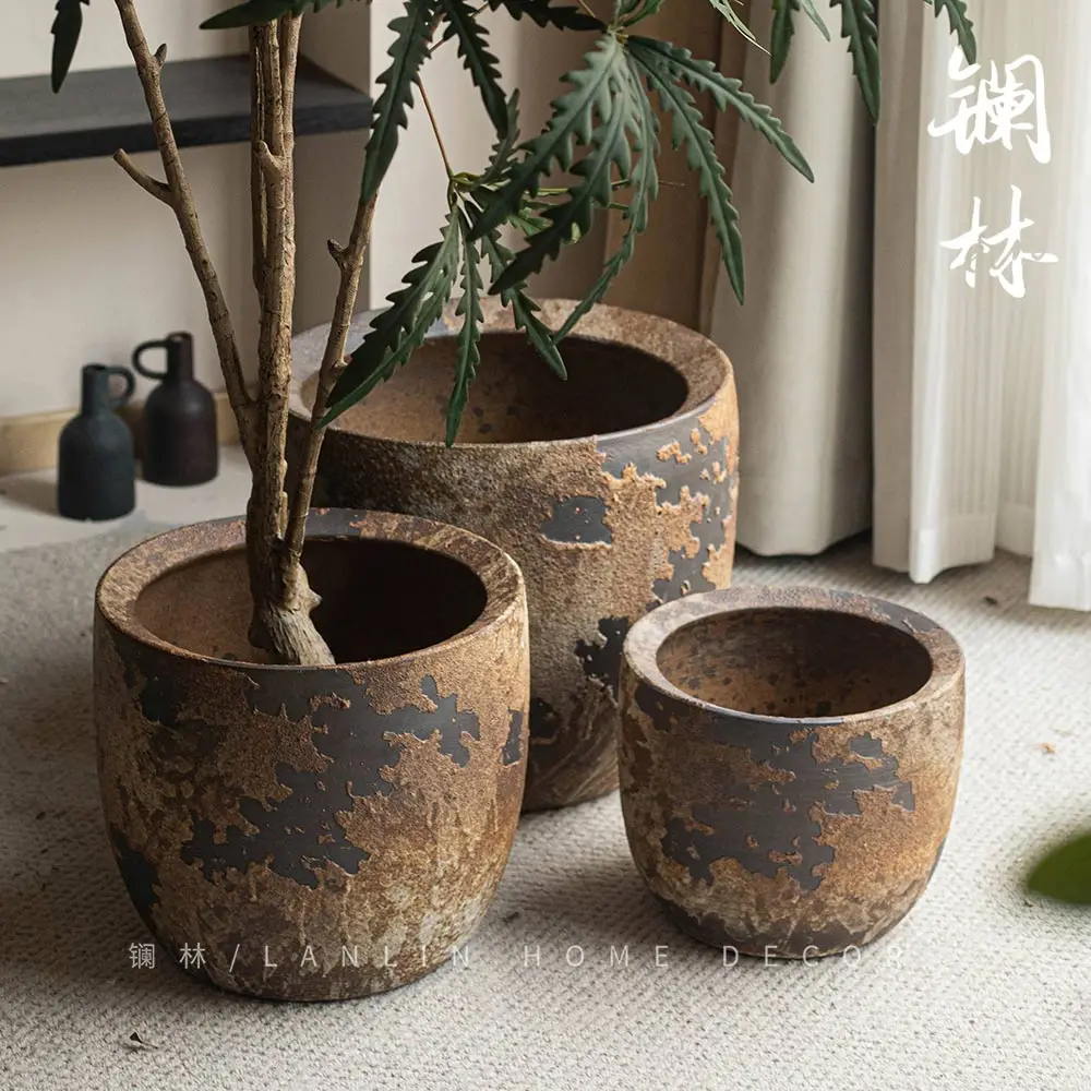 جينغدتشن لانثانوم غابة وابي الرياح الرجعية السيراميك أصيص زهور كبير غرفة المعيشة الصينية الجديدة