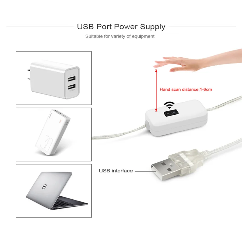 Tira de luz LED Sensor de barrido de mano DC 5V USB 2835 retroiluminación LED TV Lámpara Bajo armario lámpara LED tira de luz LED diodos