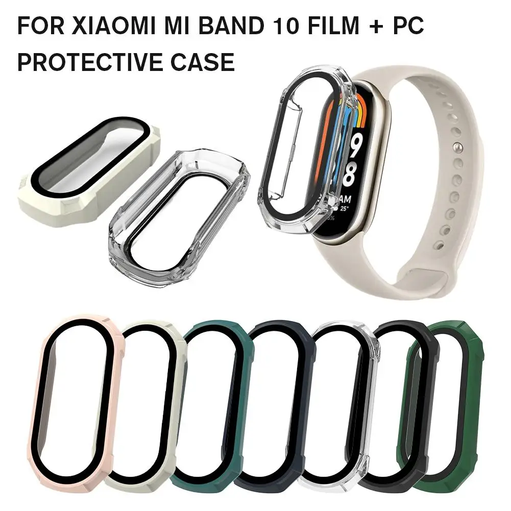 Casing & Kaca Tempered untuk Xiaomi Smart Band 10 Casing Pelindung Serba Guna dengan Pelindung Layar Anti Noda Tahan Gores C7S3