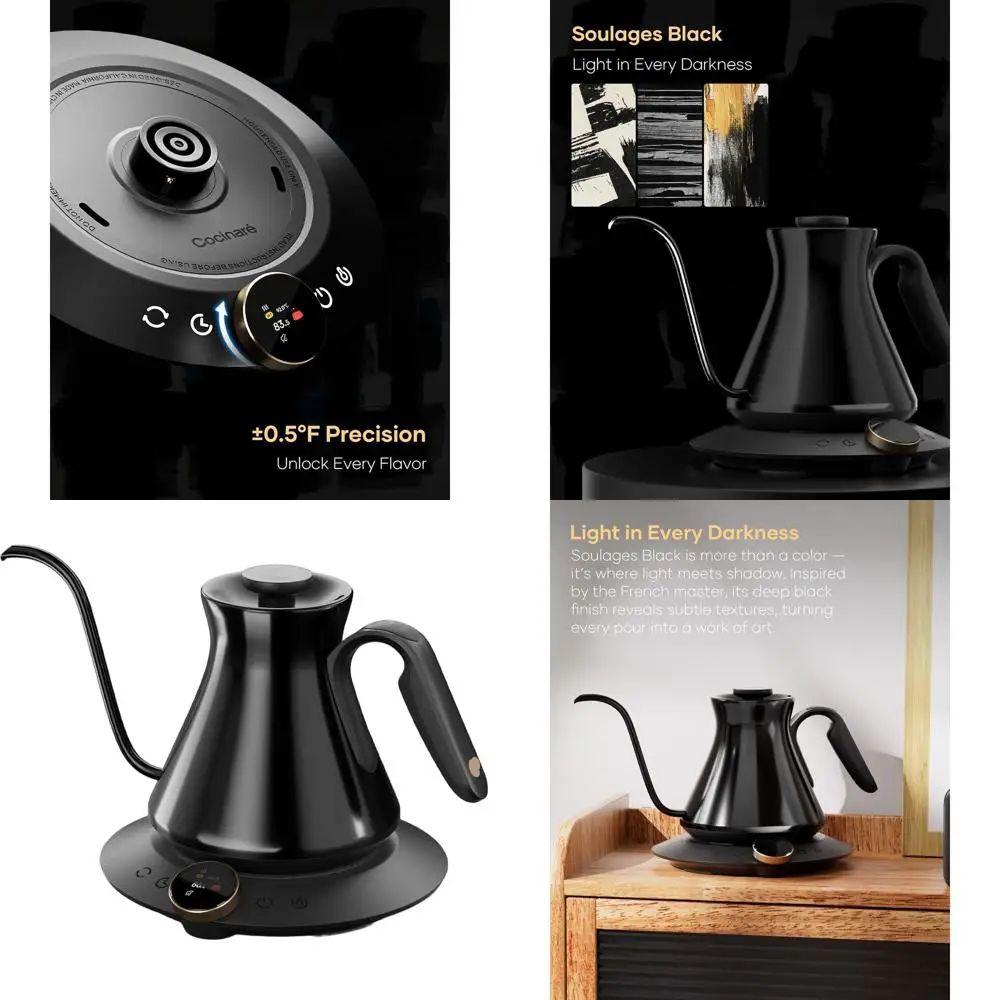 

Прецизионный электрический чайник с температурой для кофе и чая, нержавеющая сталь, быстрое кипячение