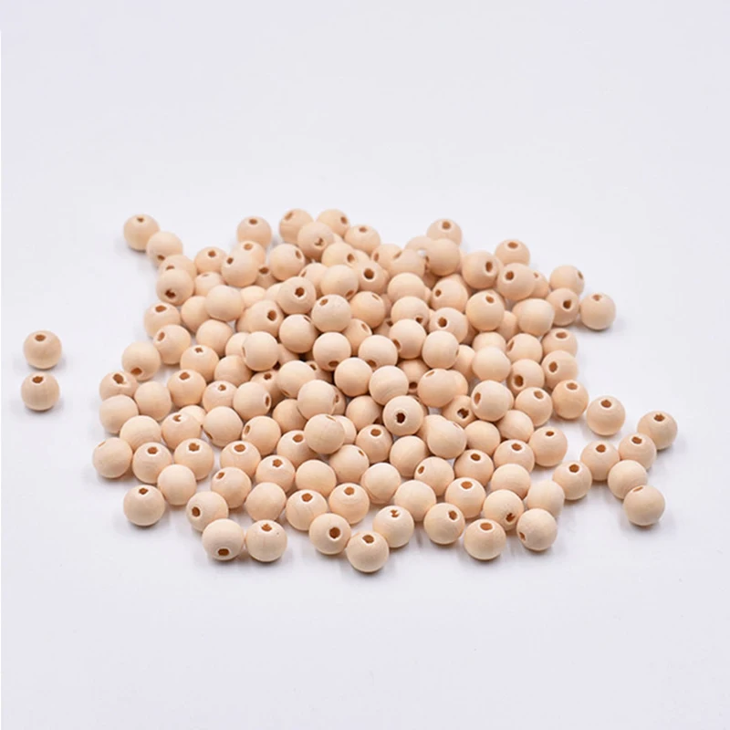 1~200pcs 4~50mm Solid Through-hole Wooden ball Round Natural Wood Loose Big Hole Beads For DIY Crafts Woodcraft DIY Making