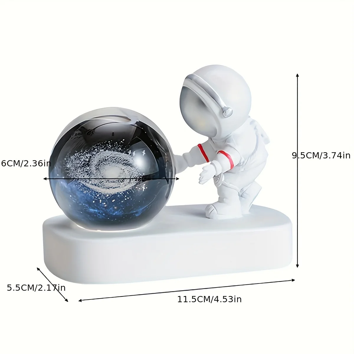 Astronaut Crystal Ball USB Night Light Ornaments Modern Home Decor for Bedroom TV Stand Christmas New Year Valentine's Day Gift
