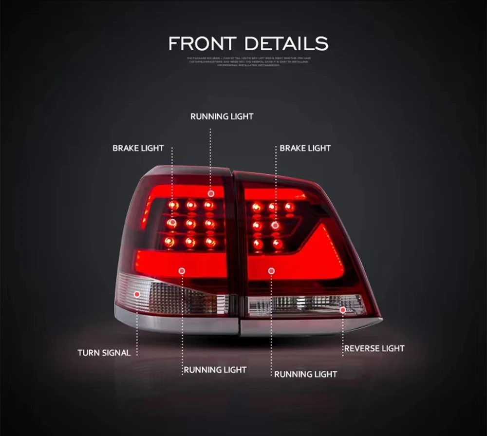 Car TailLights for Land Cruiser 2007-2015 LED Auto Taillights Assembly Upgrade Newest Style Design Blink Signal Lamp Accessories