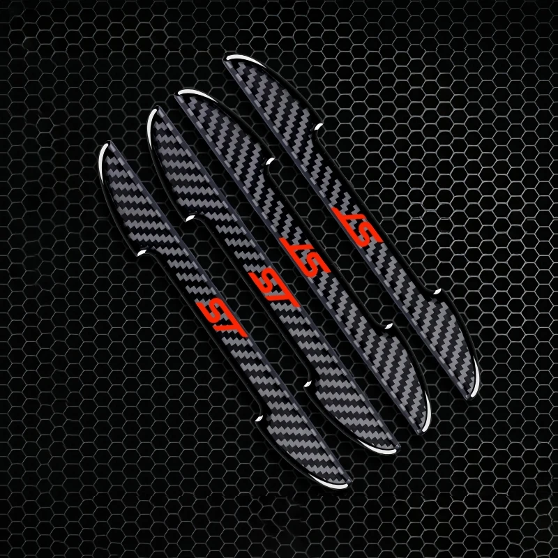 4PCS Carbon Fiber Protective Strip Car Side Door Edge Protector Anti-collision Stickers For Ford ST STLINE Car AccessoriesF