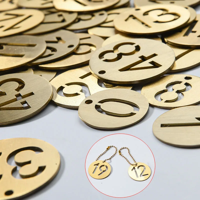 10PCS/Set Brass Number Plates Number Hangtags Labels Mark Signs Metal Number Markers For Keys Round Number Signs Tags