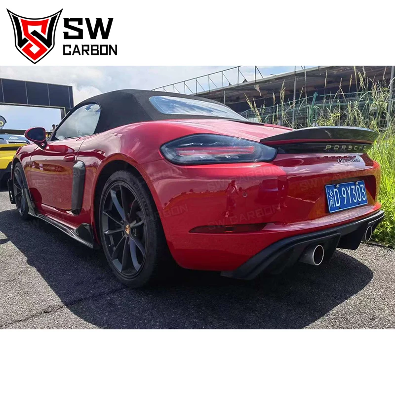 For Porsche Boxster Cayman 982 718 Higher quality Carbon Fiber Rear Diffuser Car Rear Bumper Lip Splitter Under Spoiler Body Kit