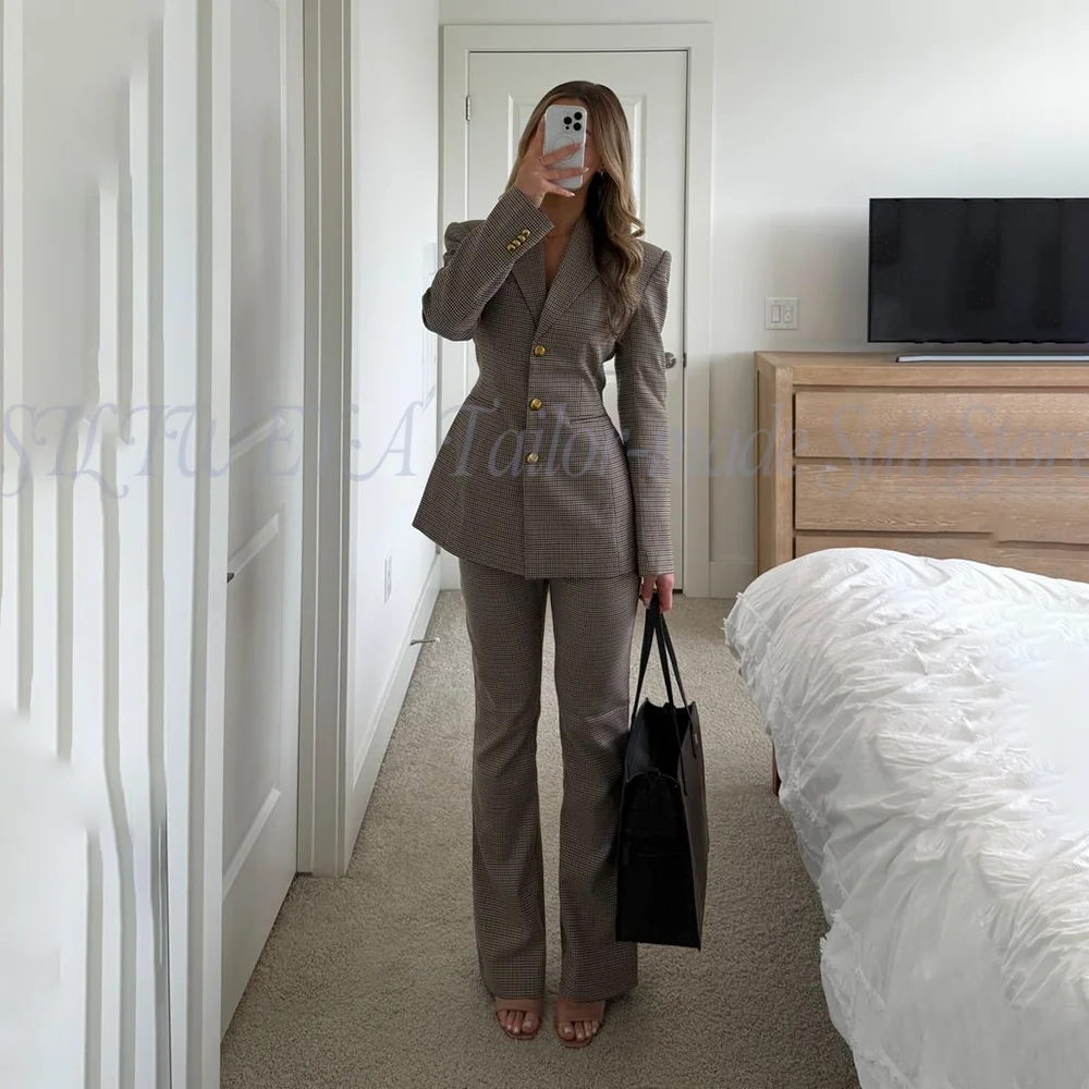 

2025 Customized Luxury Fashion Female Suit 2 Pieces Jacket Pants Boutique High Quality Single Breasted Conjuntos De Pantalones