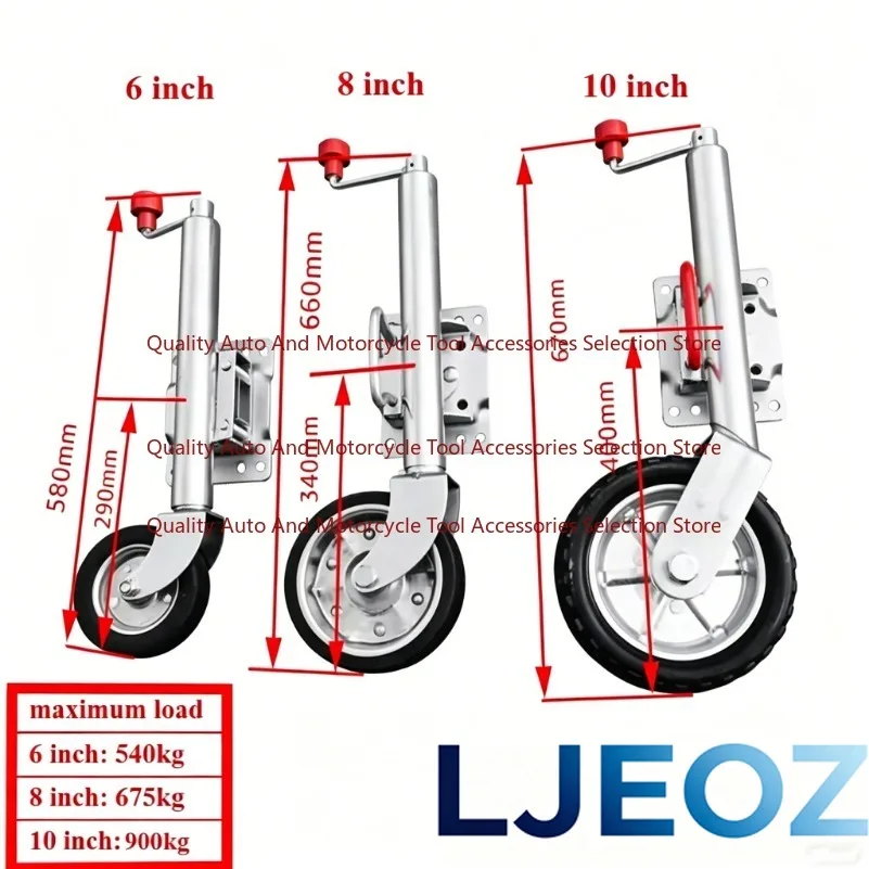 6/8/10 Inch Jockey Wheel Swing Up Solid Rubber Wheel Capacity 540~900KG Caravan RV Boat Trailer Jack Parts Accessories