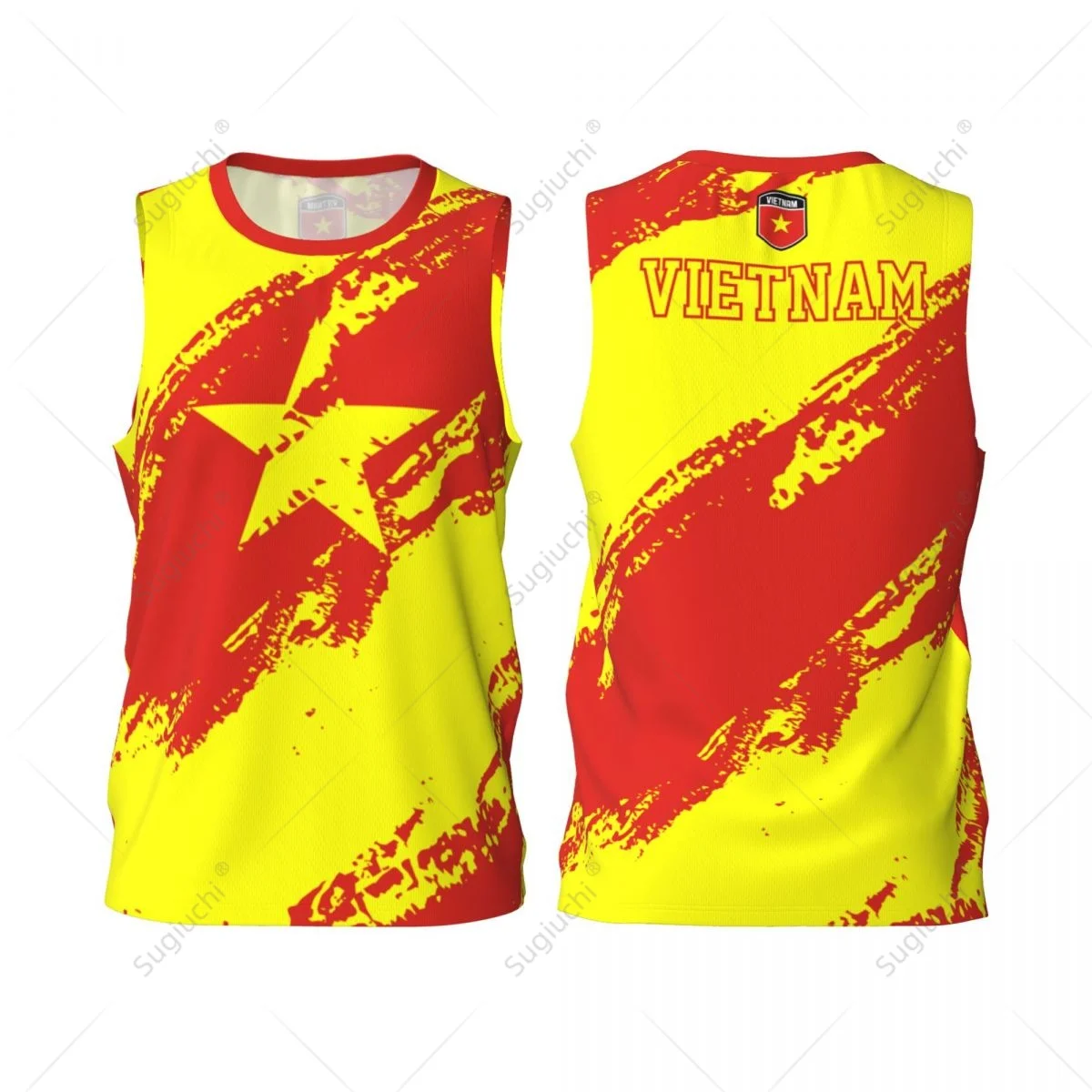 Men Basketball Sports Vietnam Flag Running Fitness Multifunction Jersey Sleeveless shirt Custom Name Nunber Exclusive