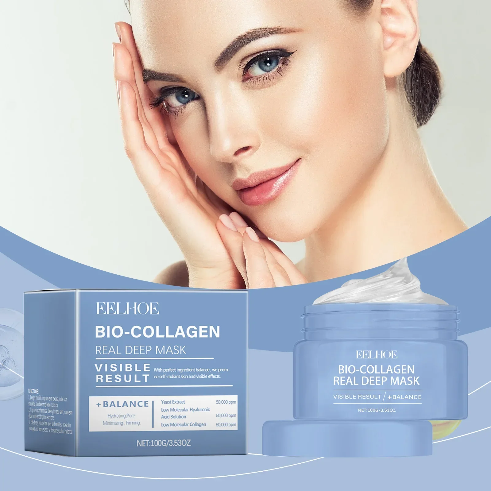 EELHOE Collagen Peel Tear Mask Wybielająca i odmładzająca maska do twarzy z peptydami kolagenowymi, redukująca drobne linie i zmarszczki