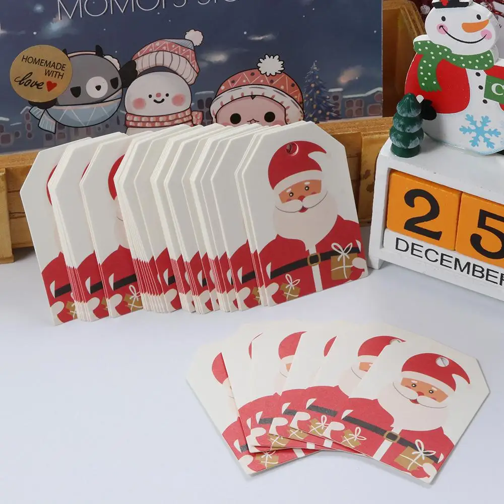 50 pezzi etichette Kraft fai da te etichette di buon Natale carta da regalo etichette appese carte di carta di Babbo Natale forniture per feste di