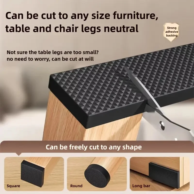 Length 100CM Black Felt Furniture Pads, Thick Non-Slip & Soundproofing, Cut-to-Size for Chair/Table Legs, Protects Floors