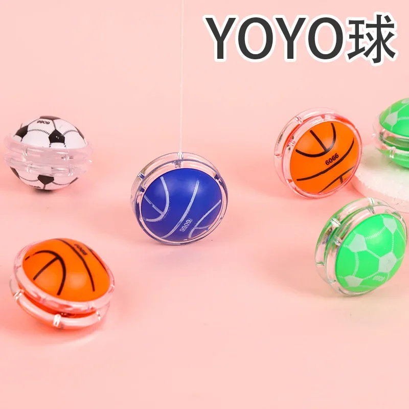 4.8*4.8cm Children Cartoon Football Basketball Patterns Yo-Yo Ball Develop Hand-eye Coordination and Intelligence Random Color