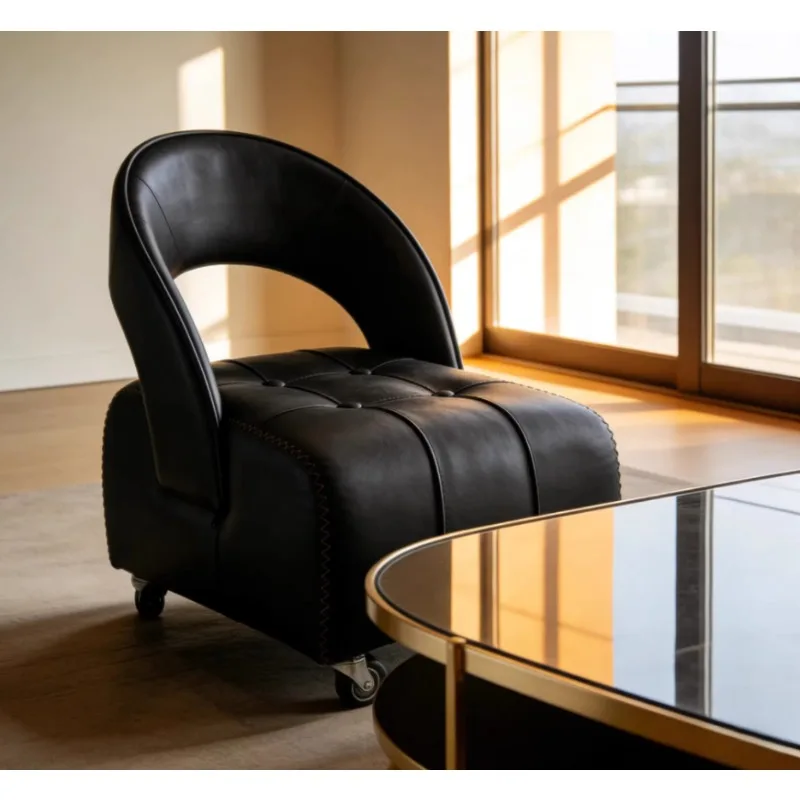 Universal Wheel Free Rotation Single Sofa Chair Wear resistant, Waterproof, Soft Curved Backrest Multi functional Small Chairs