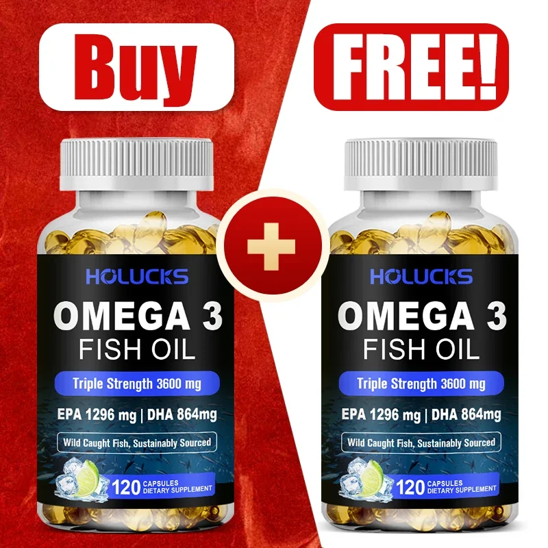 Buy 1 Get 1 Free! Ultra Pure Omega 3 Fish Oil Capsules,  Support Healthy Vision, Cholesterol & Anti-Inflammatory Response