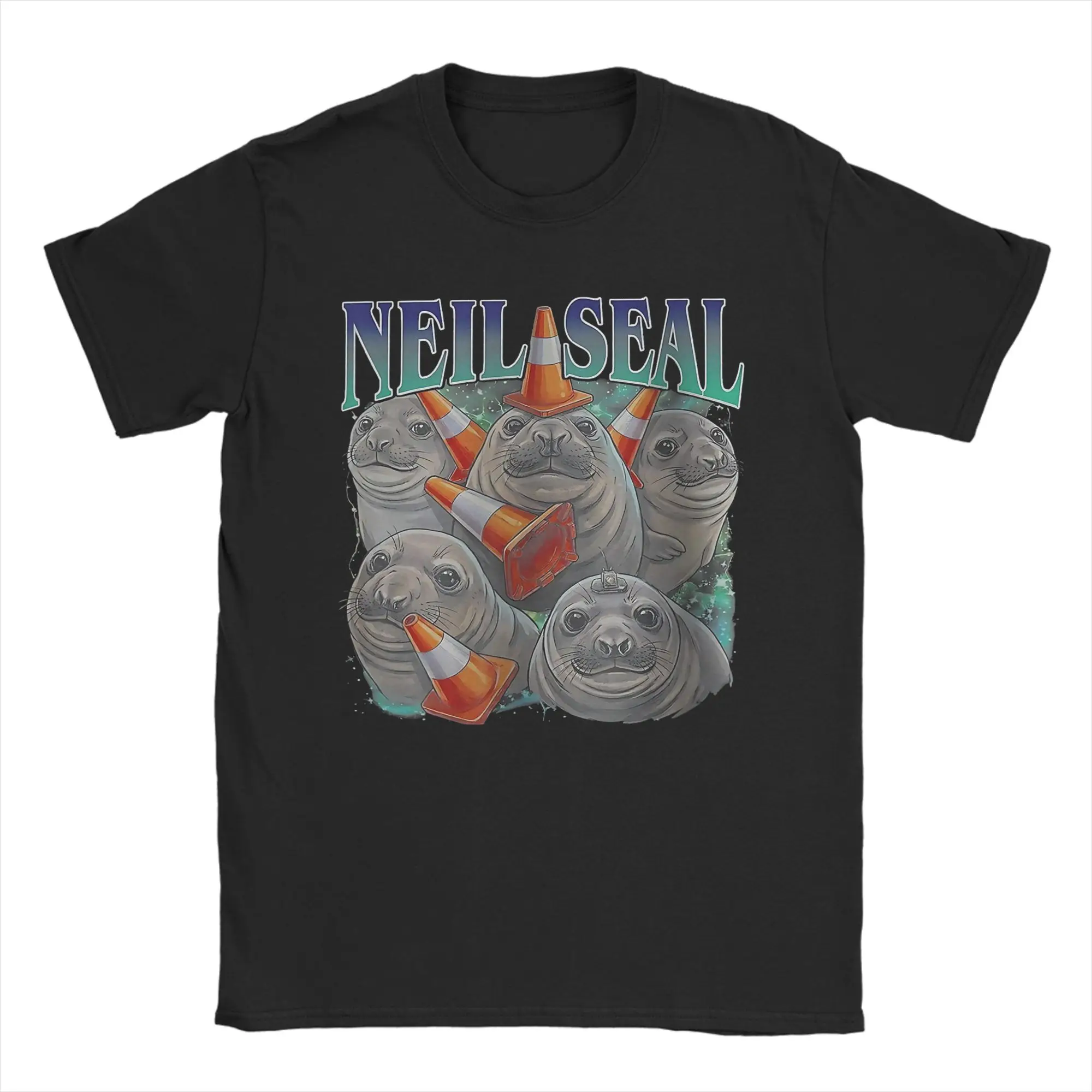 Neil The Seal Tasmania Funny Traffic Cone Harajuku T-Shirts Mens 100 Cotton O Neck Oversized Top Tees Short Sleeve Tops
