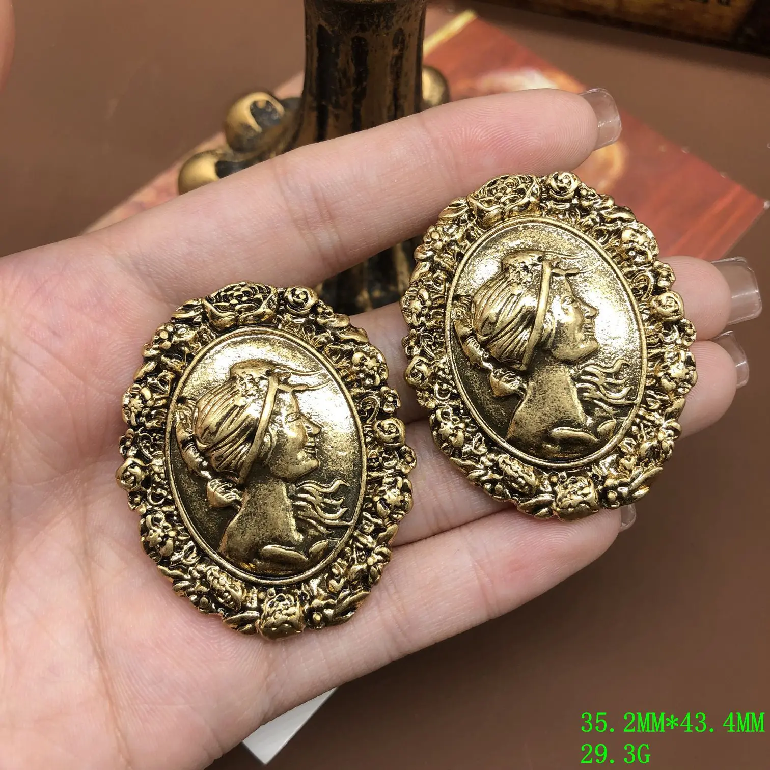 head relief three-dimensional metal retro style necklace stud earring  versatile medieval jewelry