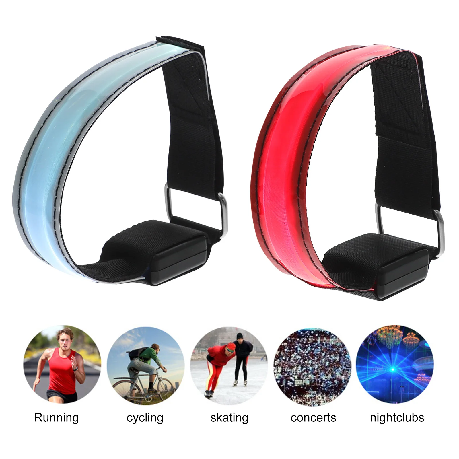 

2Pcs LED Signal Lights Sports Luminous Armband Night Running Safety Wristband Glowing Armlet Outdoor Cycling Hiking