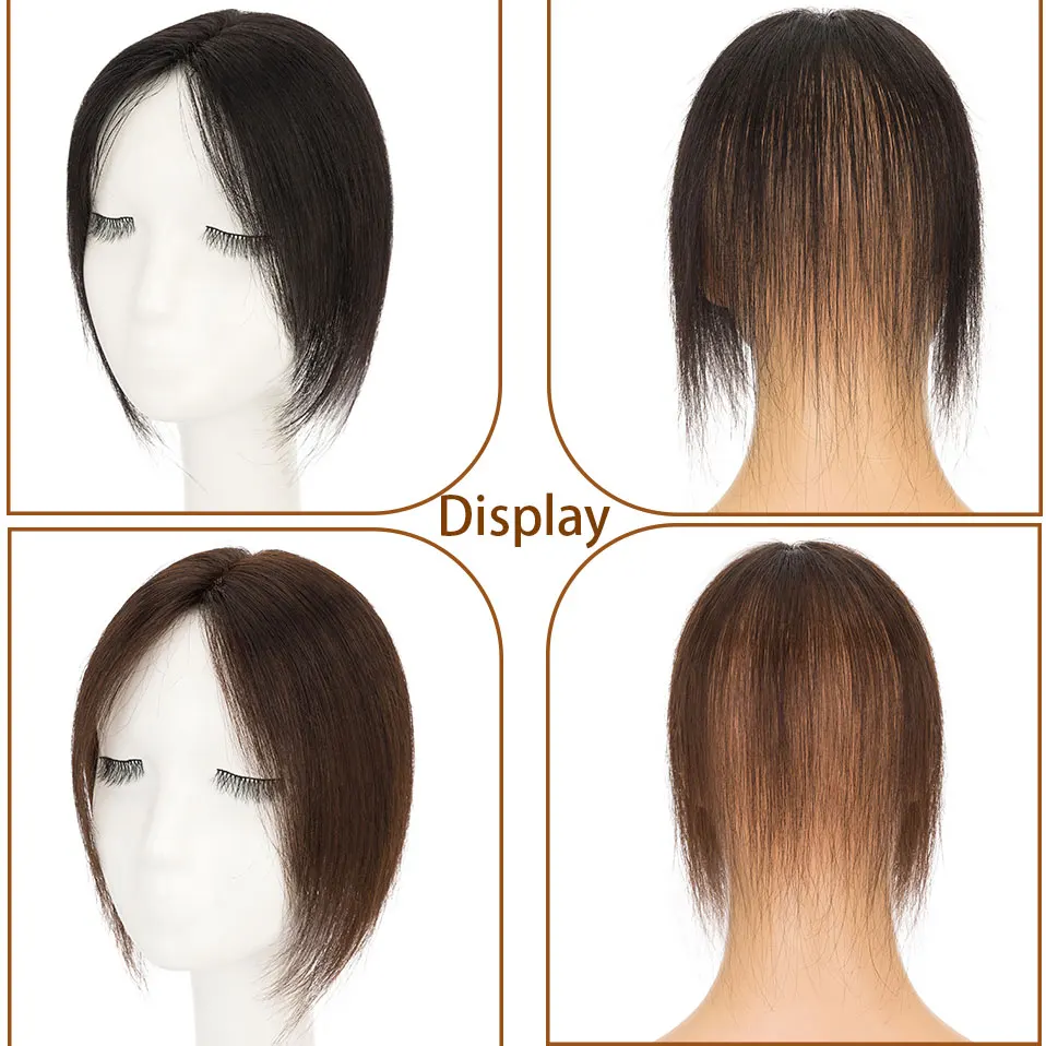 S-noilite الشعر القبعات العالية للنساء شعر بشري حقيقي توبر 10 بوصة ربطة اليد رقيق كليب في أعلى قطع الشعر ثلاثية الأبعاد 360 ° غطاء إضافة حجم #5