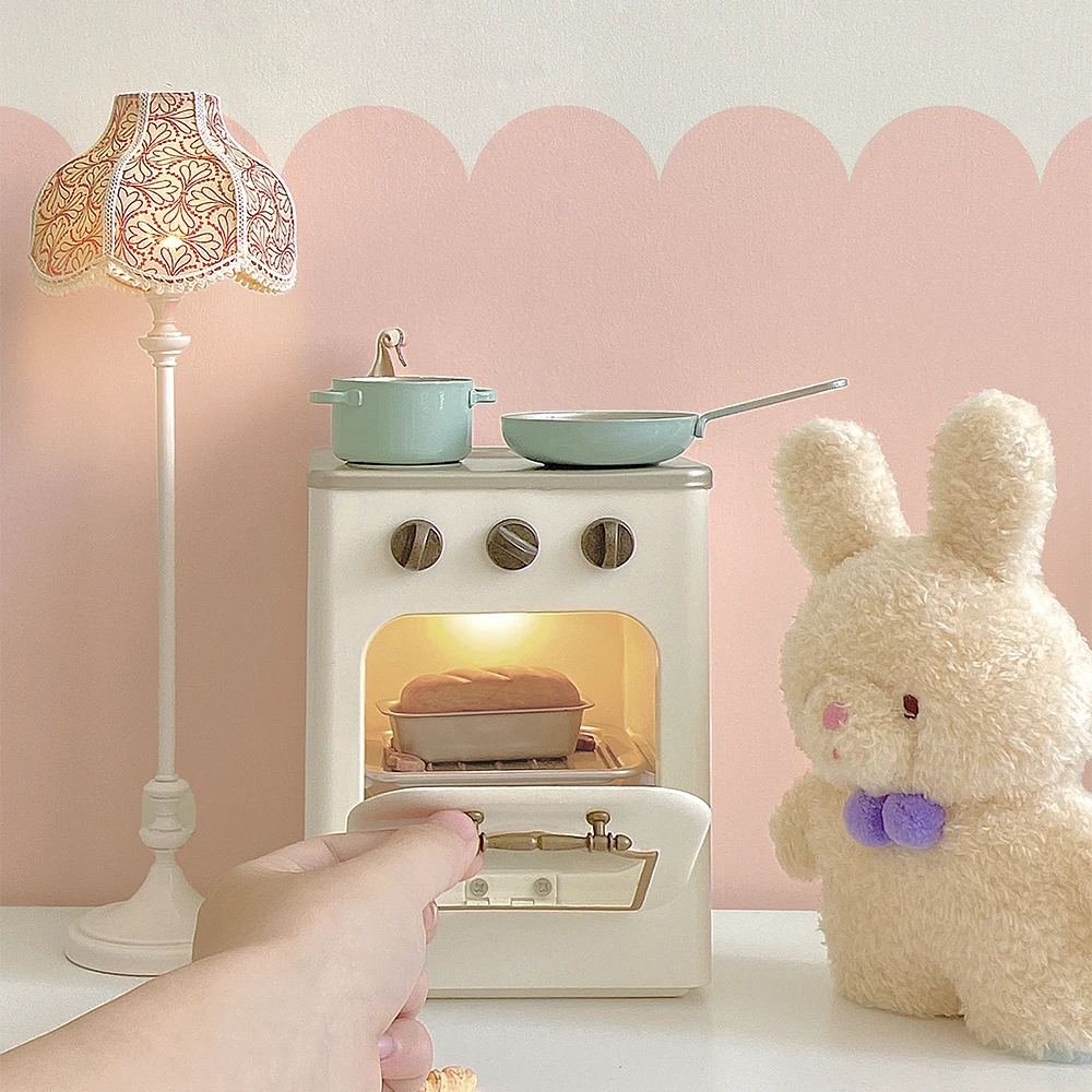 Aizulhomey Nhà Búp Bê Thu Nhỏ Đồ Nội Thất Bắc Âu Kim Loại Thu Nhỏ Lò Có Đèn Nhà Búp Bê Phụ Kiện Cho 1/6 Búp Bê Blythe BJD