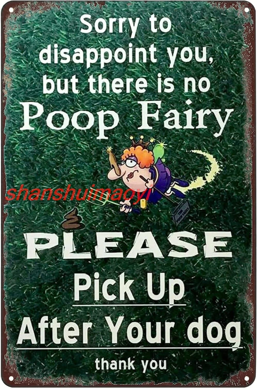 Vintage Metal Tin Sign, There Is No Poop Fairy Pick Up After Your Dog Poster Signs Wall Art Decor Plaque for Home Bar P shan