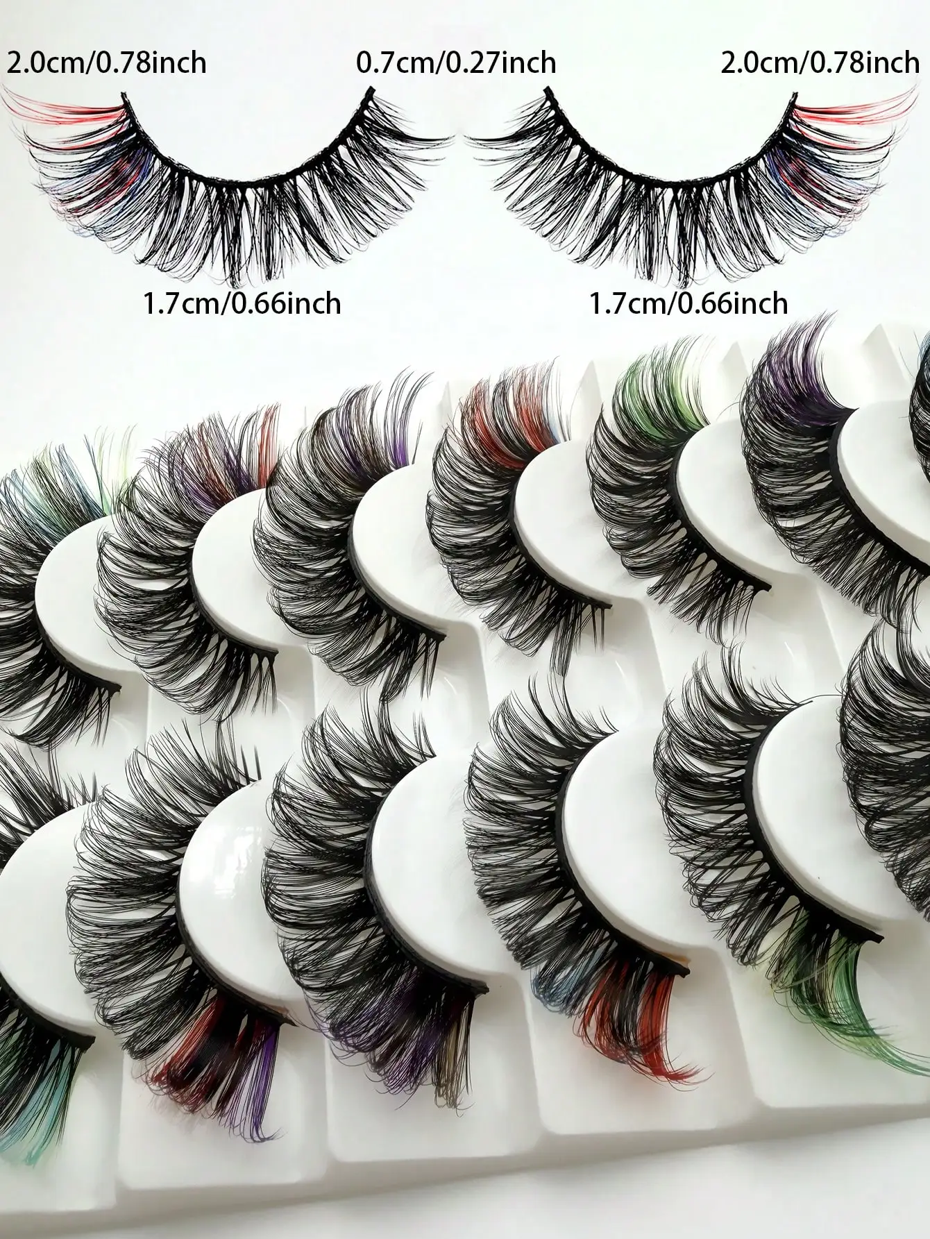 7 Paar bunte falsche Wimpern, 3D-Nerzhaar, DD-gewellte, flauschige Wimpern, russisches Volumen, natürliche, dicke Wimpern – Detail 4