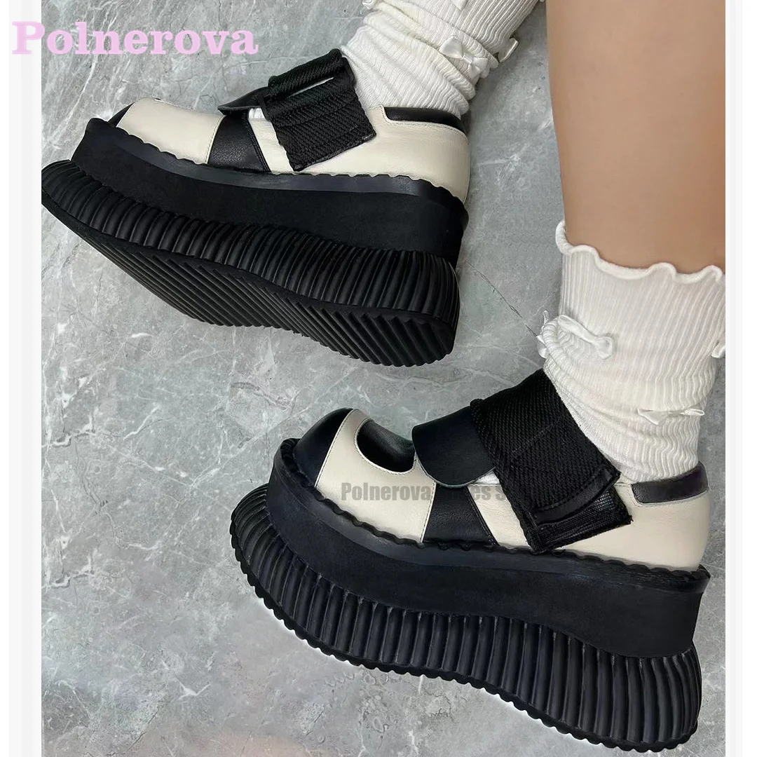 

Thick Sole Kawaii Shoes for Women Japanese Style Large Round Toe Shoes Lolita Girl Leather Big Head Casual Single Shoes