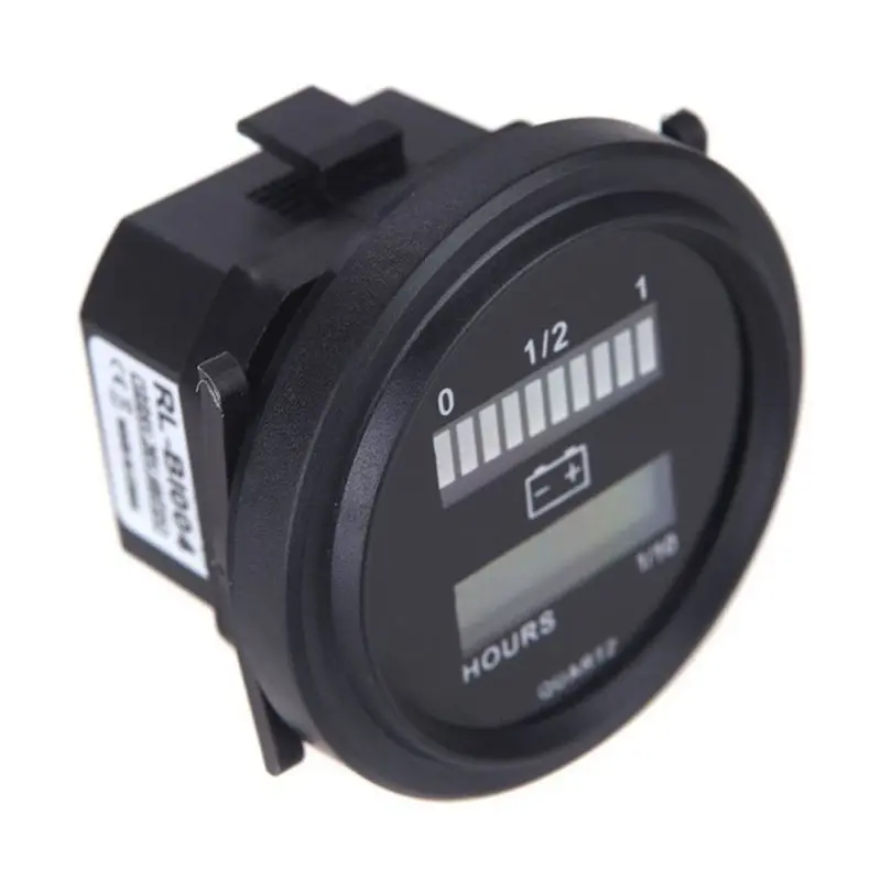 5X 12V/24V/36V/48V/72V LED Digital Battery Status Charge Indicator With Hour Meter Gauge Black