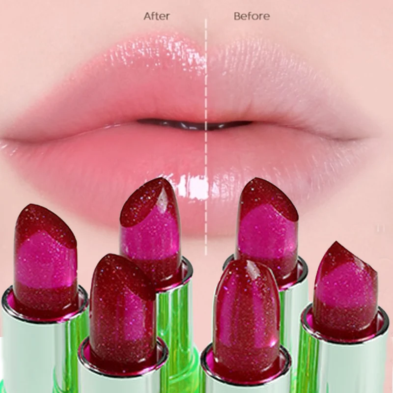 تغيير لون هلام بلسم الشفاه درجة الحرارة اللون تغيير ملمع الشفاه ترطيب مقاوم للماء أحمر الشفاه غير يتلاشى طويلة الأمد الشفاه تينت