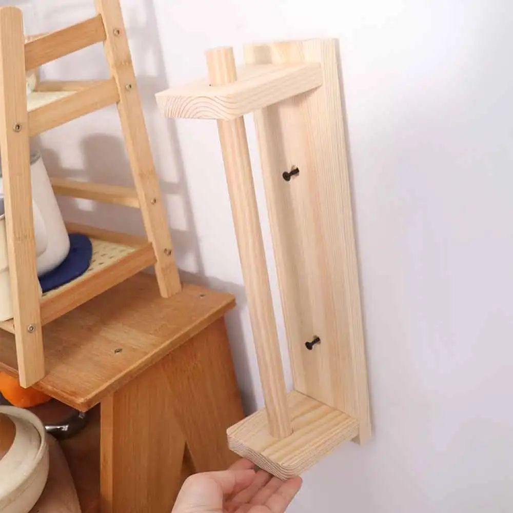 

Wood Paper Towel Holder Wall Mounted Creative Cling Film Storage Rack Multifunction Space Saving Plastic Wrap Organizer Kitchen