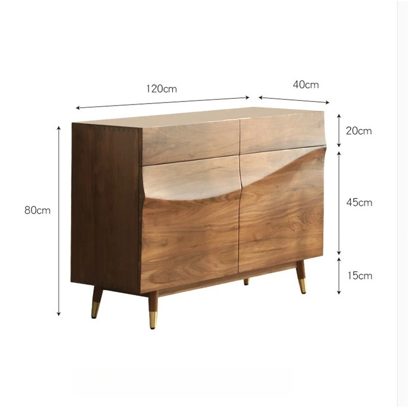 

New Chinese black walnut, chest cabinet Nordic solid wood dining side cabinet, light luxury entrance cabinet bedroom