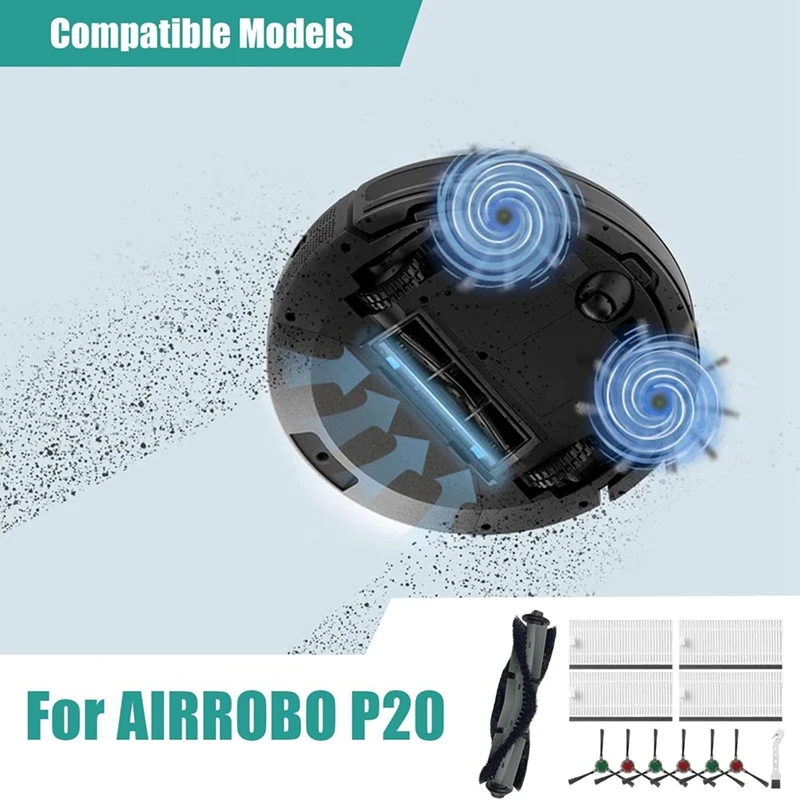 ABBK-สําหรับ Airrobo P20 เครื่องดูดฝุ่นหุ่นยนต์หลักแปรงด้านข้าง HEPA FILTER อะไหล่อุปกรณ์เสริม