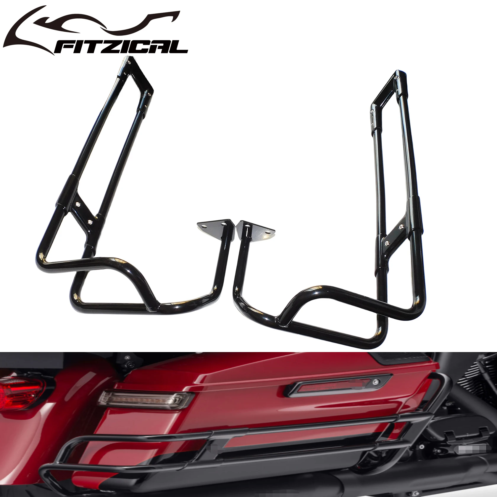 Motorcycle Rear Saddlebag Guard Rails Support Bracket For Harley Touring Street Electra Glide Road King Ultra Limited 2014-2022