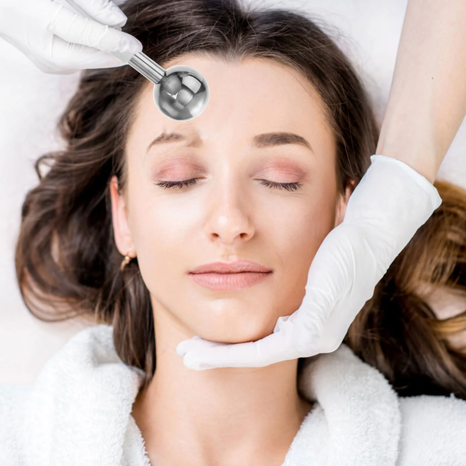 Bola de masaje de acero inoxidable, globo de hielo para cara, cuello, cuerpo, cuidado de la piel, juego de rodillos faciales antienvejecimiento, herramienta de enfriamiento, 2 uds.