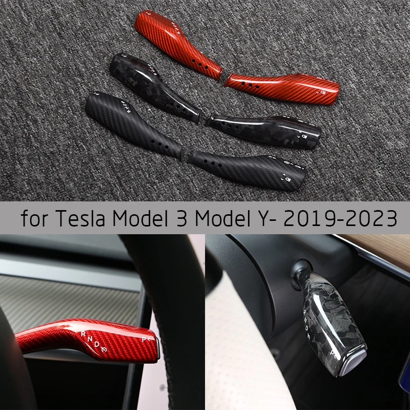 For Tesla Model3 model Y2017- 2023 Car Turn Signal Wiper Switch Handle Embedded Cover Car Carbon Fiber Beautifying Interior Trim