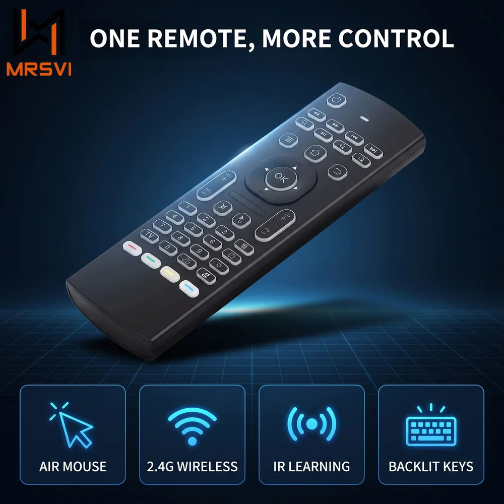 MRSVI MX3 Air Mouse Mini Keyboard 2.4G Wireless Remote Control Gyroscope IR Learning Backlit for Android Smart TV Box PC