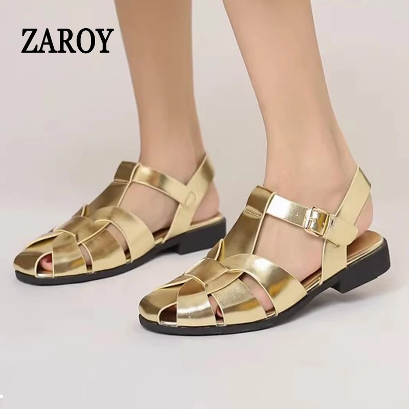 ZAROY Women Sandals Summer 2027 Newest Female Shoes Elegant Office Ladies Sandals Casual Soft Beach Flat Sandalias Roman Zapatos