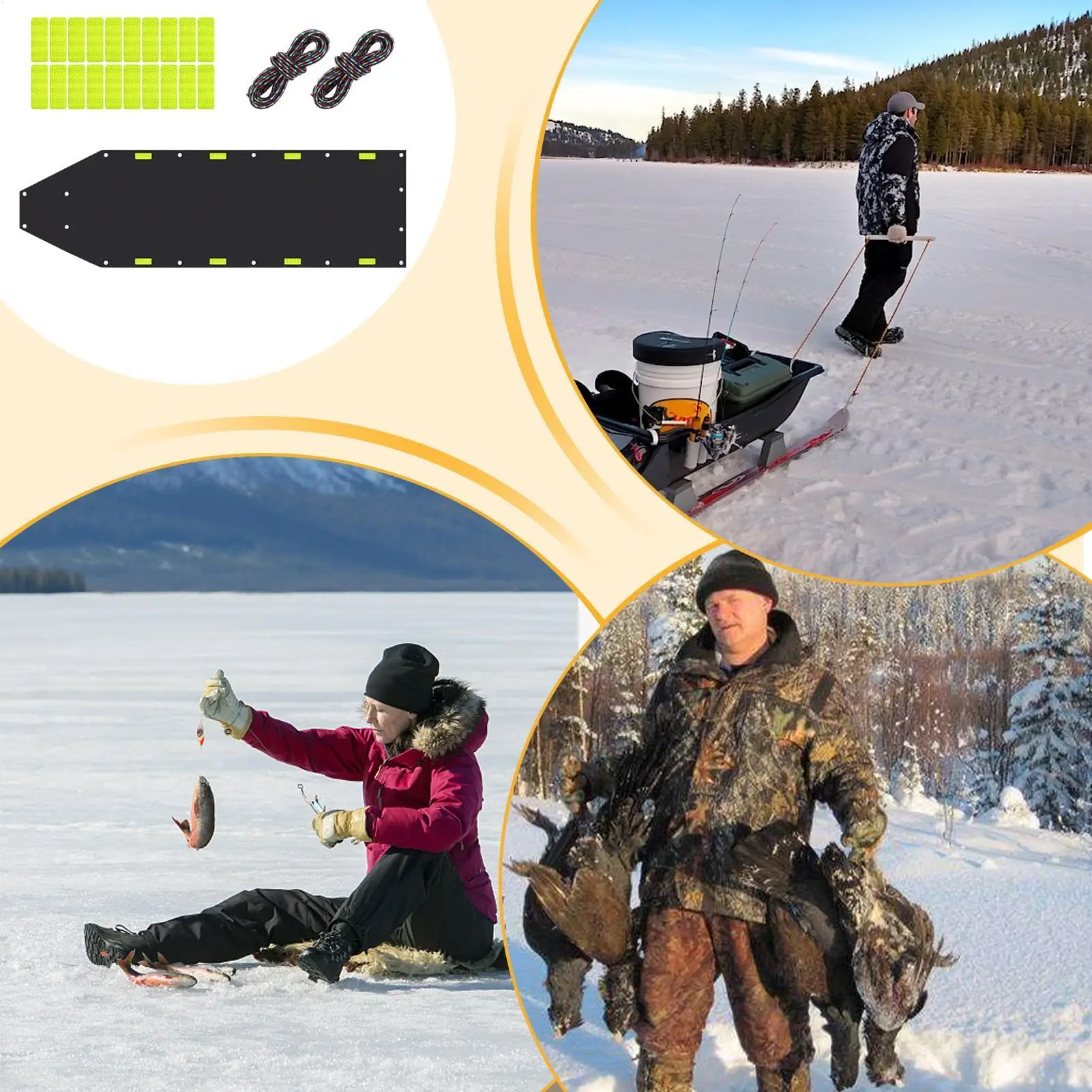 

Deer Sled Reflective Markers Flexible Gardening Accessories Flexible With Rope For Sports Hunting Ice Fishing Winter Snow