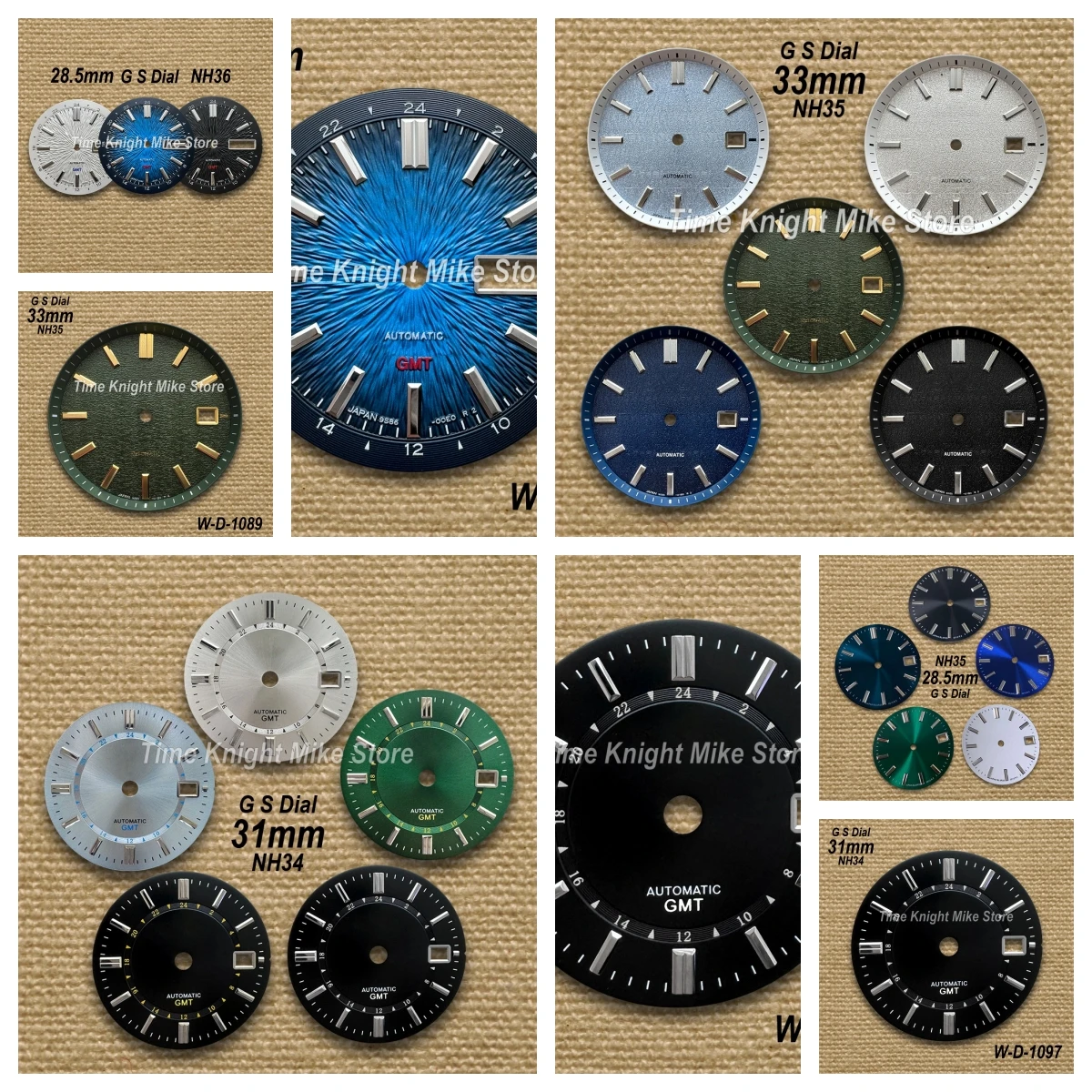 

28.5mm/31mm/33mm New G S Logo GMT Dial For NH34/NH35/MH36 Movement Sunburst/Matte Dial Watch Modification Accessories