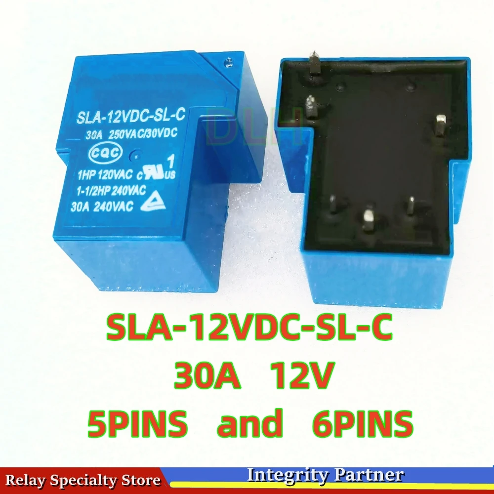 Free shipping  (10pieces/lot )    SLA-12VDC-SL-C SLA-12V-SL-C 5PINS 6PINS 30A250VAC/30VDC 12VDC  100% Original New Power Relay