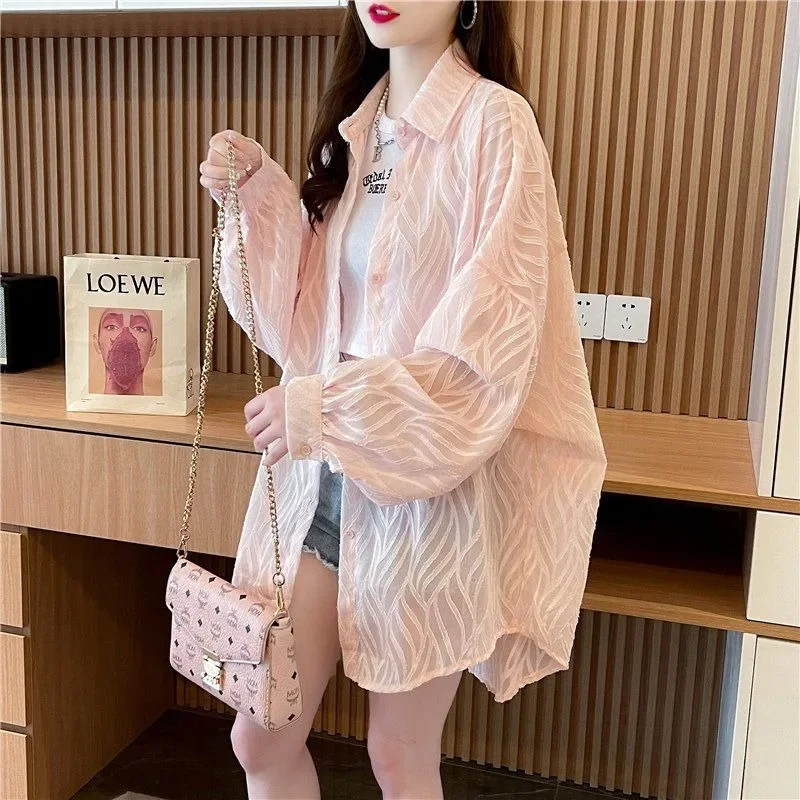 New Female Sunscreen Clothing Women Summer Blouse Plus Size Loose Casual Fashion Cardigan Breathable Lazy Simple Thin Outwear