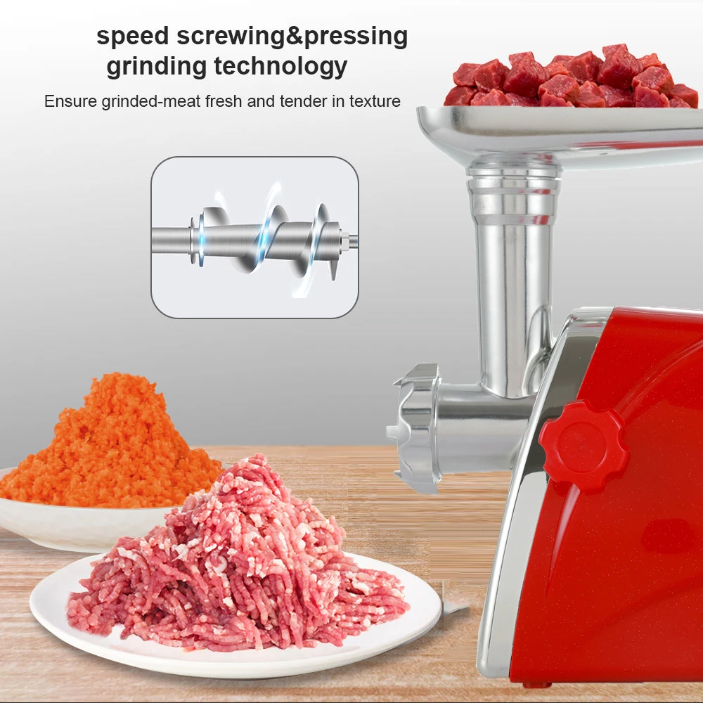 3000W Heavy Duty Stainless steel Electric Meat Grinder Meat Slicer Sausage Maker With Blades Red