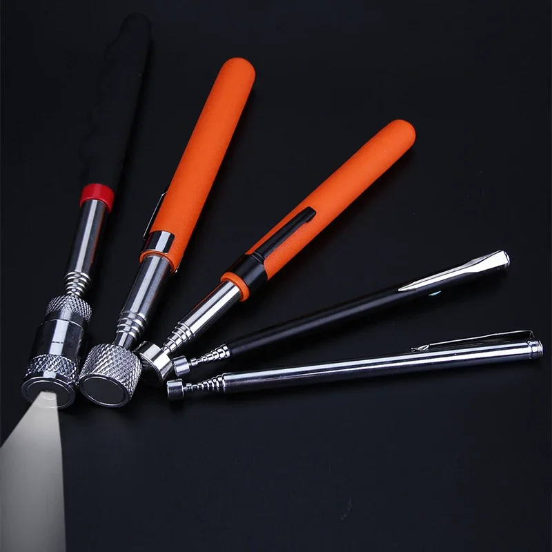 Telescopic Magnetic Magnet Pen with LED for Metalworking Handy Tool Picking Up Nut Bolt Adjustable Pickup Rod Stick Mini Pen