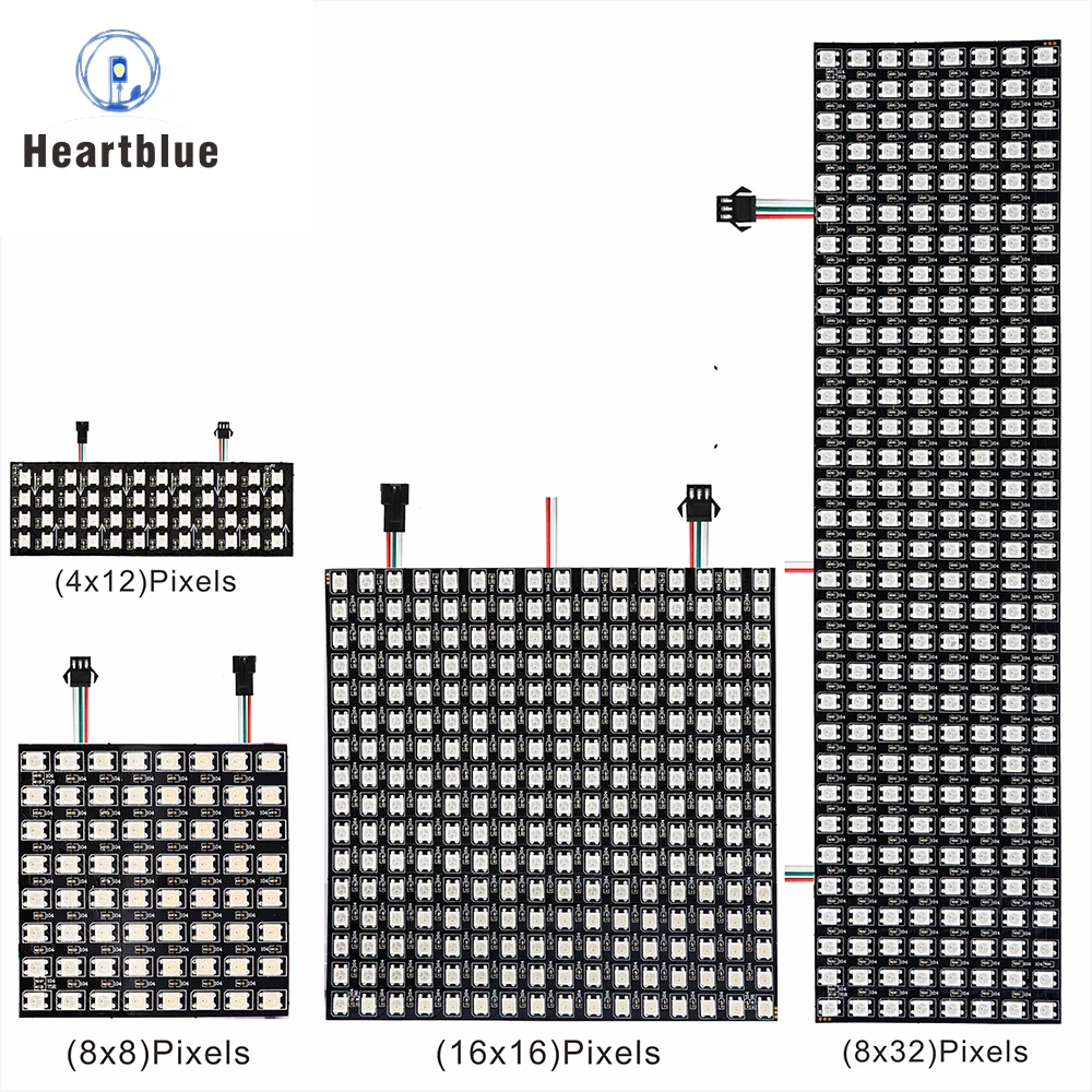 WS2812B RGB LED Digital Flexible Individually Addressable Panel Light WS2812 4X12 8X8 16X16 8X32 LED Module Matrix Screen DC5V