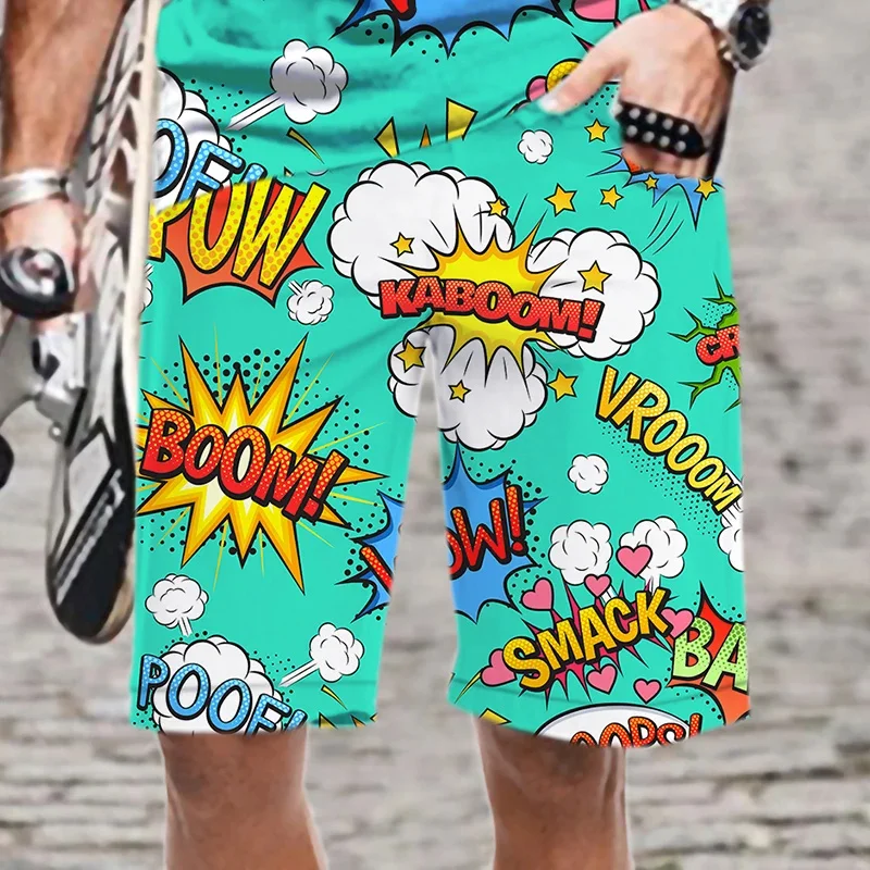 Pantalones cortos de playa con estampado 3D para hombre, Shorts de tablero gráfico, estilo Bang, Harajuku, Y2k, Verano