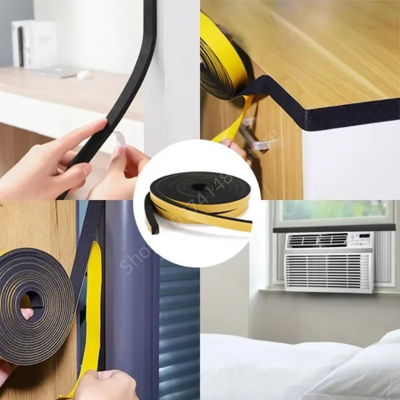 2–10 m selbstklebender Gummi-Schwamm-Dichtungsstreifen, einseitig klebender EVA-Schaum, Antikollisions-Dichtung, Breite 10–30 mm, Dicke 1–20 mm