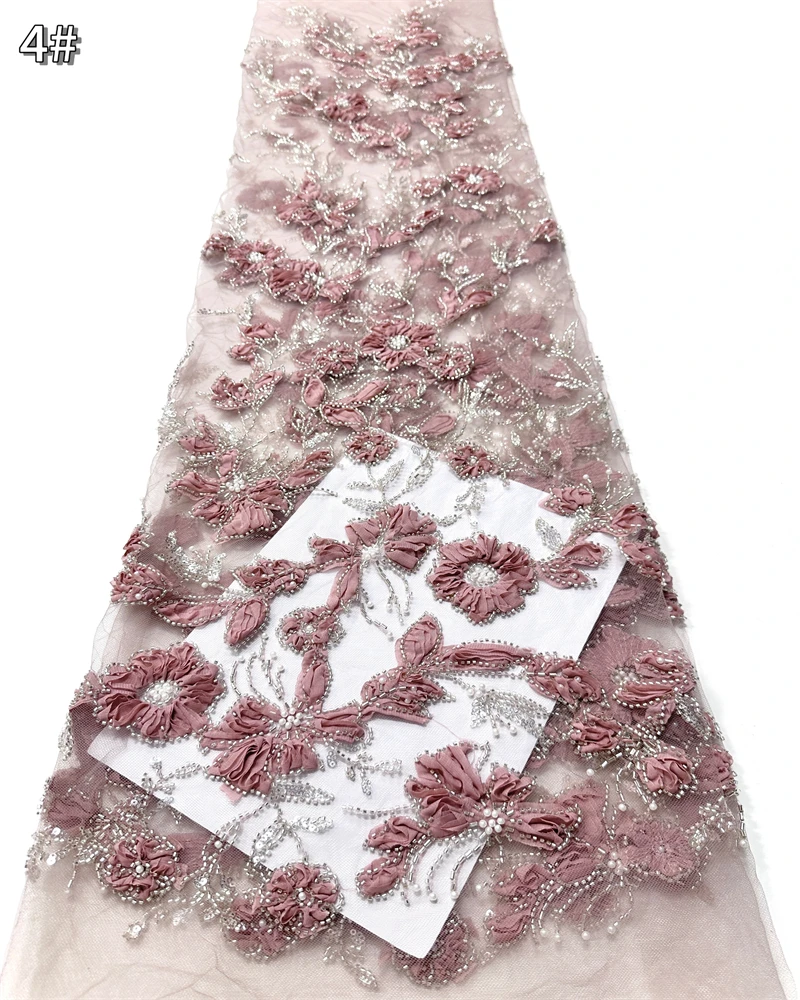 Nigeryjska koronka z cekinami, afrykańska koronka z koralikami, wysokiej jakości tkanina koronkowa 5 jardów, afrykańska francuska tiulowa koronka siatkowa, materiał na suknię ślubną