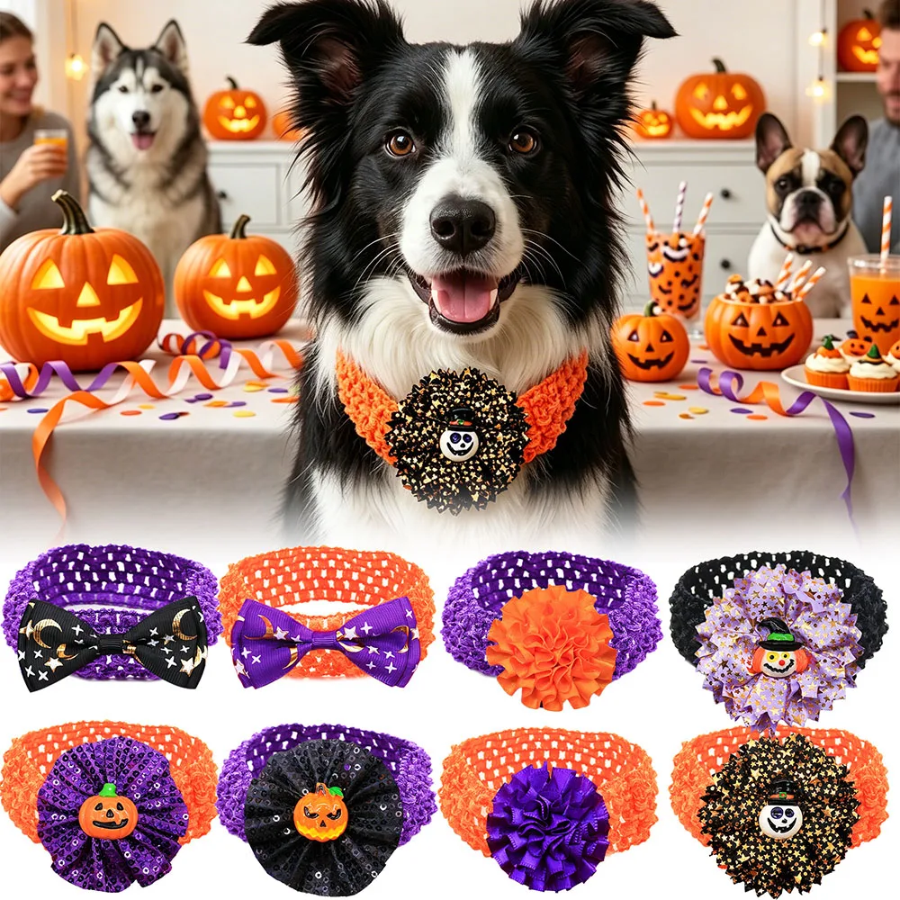 50pcs-elastic-bands-dog-head-bows-for-halloween-party-handmade-dog-bowties-two-usage-methods-pet-grooming-accessories-for-dogs
